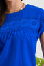 Floral Eyelet Lace Trim Back Button Top