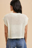 Open Stitch Drop Shoulder Crop Sweater Top - Ivory