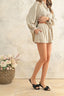 Striped Elastic Band Shorts - Oatmeal