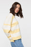 Striped Notch Neck Knit Sweater: Lemon