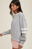 Varsity Striped Knit Pullover - H. Grey