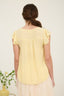 Ladder Lace Trim Front Tie Ruffle Sleeve Top - Light Yellow