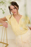 Ladder Lace Trim Front Tie Ruffle Sleeve Top - Light Yellow