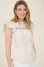Multicolor Stripe Lace Trim Ruffle Sleeve Top