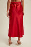 Basic Satin Midi Skirt: Red