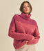 Turtleneck Chevron Knit Sweater - Fuchsia Pink