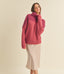 Turtleneck Chevron Knit Sweater - Fuchsia Pink