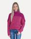 Turtleneck Chevron Knit Sweater - Fuchsia Pink