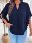 V Neck Ruffle Sleeve Blouse - Navy
