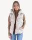 Zipper Down Puffer Hooded Vest - Mushroom