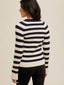 Round Neck Rib Bell Sleeve Pullover - Navy