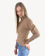 Ribbed Mock Neck Sweater - Taupe