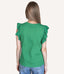 Embroidered Ruffled Sleeve Crew Neck Top - Green