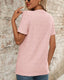 Eyelet Notched Short Sleeve Top - Blush Pink