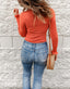 Hollow-Out Knitted Long Sleeve Top With Ruffle