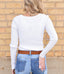 Cable Crossed V Neck Sweater - White