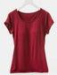 Round Neck Short Sleeve T-Shirt with Bra: Burgundy