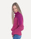 Turtleneck Chevron Knit Sweater - Fuchsia Pink