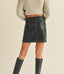 Color Stitch Faux Leather Skirt - Black