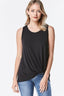 Tie Knot Front Racerback Tank Top - Black