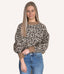 Fuzzy Leopard Knit Top With Contrast Edges