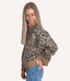 Fuzzy Leopard Knit Top With Contrast Edges