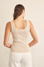Contrast Stitch Sleeveless Rib Top - Natural