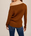 Ruched Drawstring Asymetrical Sweater - Chai