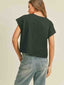Round Neck Cuffed Sleeve Tee - Black