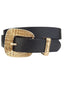 Josie Textured Gold Buckle Belt - Black