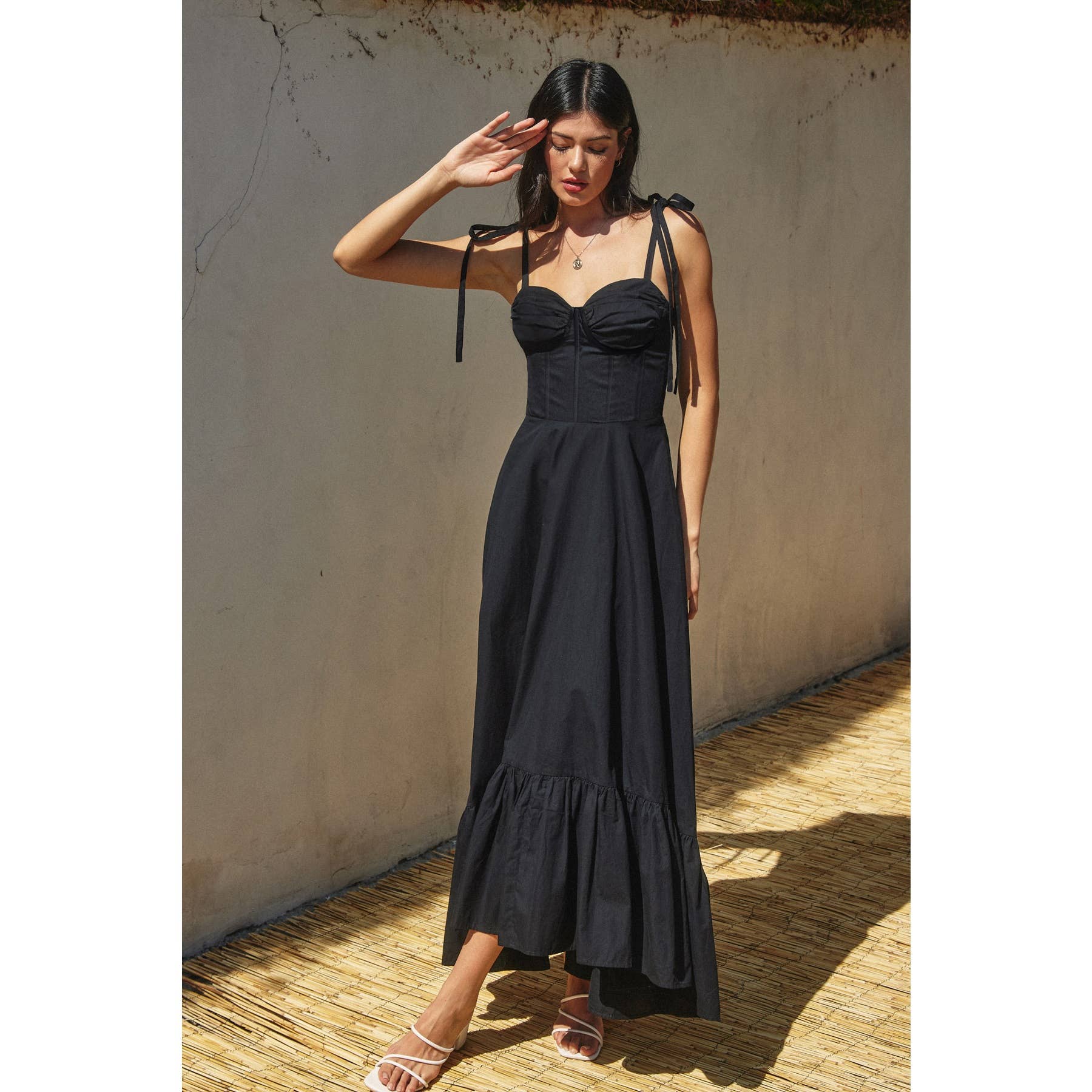 Cotton Poplin Ruched Detail Maxi Dress S Cotton Poplin Ruched Detail Maxi Dress S