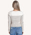Long Sleeve Stripe Pattern Ribbed Knitted Top - Beige/Black