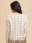 Houndstooth Round Neck Sweater - Latte