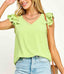 Veronica V Neck Ruffled Top - Lime