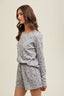 Floral Waffle Knit Top & Shorts Set - Grey
