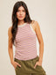 Round Neck Ribbed Striped Tank