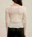Pointelle Tie  Waist Sweater Top - Off White