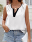 Chiffon V Neck Tank - White