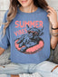Summer Vibes Highland Cow Graphic - Blue Jean