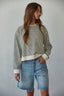 Knit Cotton Striped Crew Neck Long Sleeve Top: Off White Black