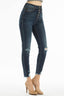 High Rise 5 Button Distressed Knee