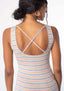 Multi Color Striped Cross Back Maxi Dress - Mustard/Mint