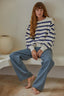 Davis Striped Sweater: Ivory Blue