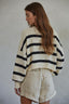Rowan Striped Sweater Top: Natural Black