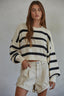Rowan Striped Sweater Top: Natural Black