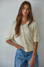 Bonjour Cable Knit Cardigan Top: Cream