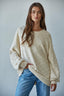 Iona Checkered Knit Pullover: Cream