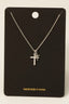 Cz Pave Double Cross Pendant Necklace: Silver