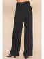 Soft Linen Wide Leg Pants: Black