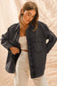 Vintage Washed Button Down Shirt Jacket: Charcoal Black